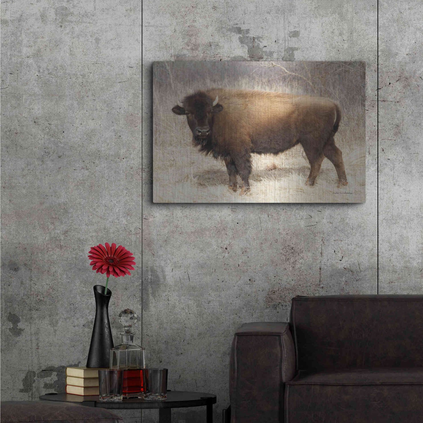 Luxe Metal Art 'American Bison I' by Debra Van Swearingen, Metal Wall Art,36x24