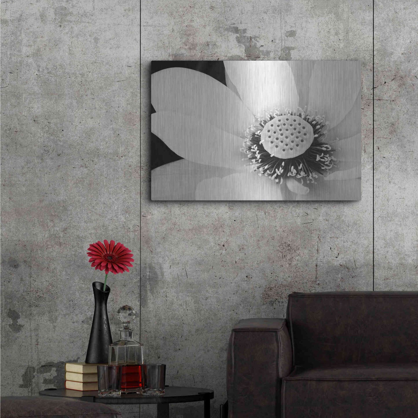 Luxe Metal Art 'Lotus Flower IV' by Debra Van Swearingen, Metal Wall Art,36x24