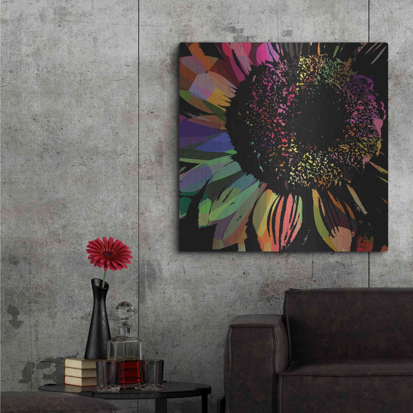 Luxe Metal Art 'Flower 30' by Shandra Smith, Metal Wall Art,36x36