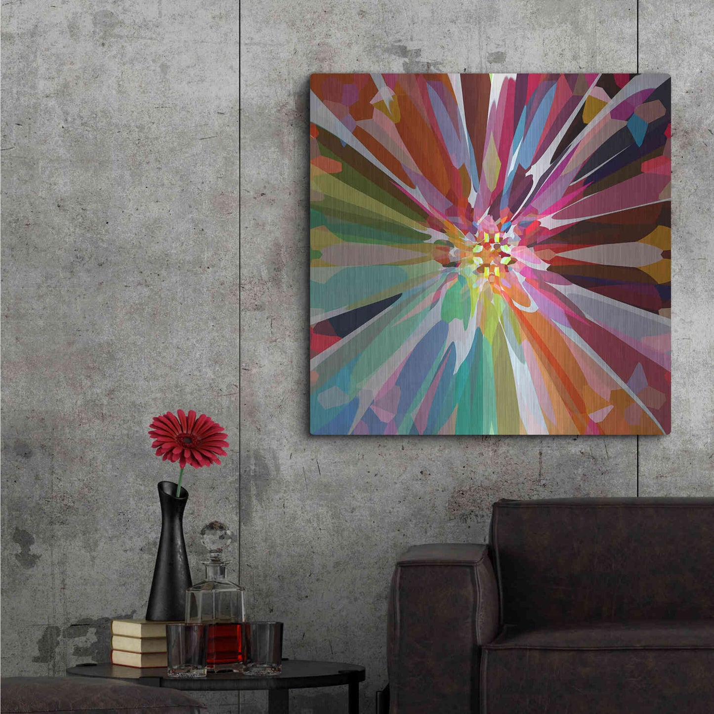 Luxe Metal Art 'Flower 16' by Shandra Smith, Metal Wall Art,36x36