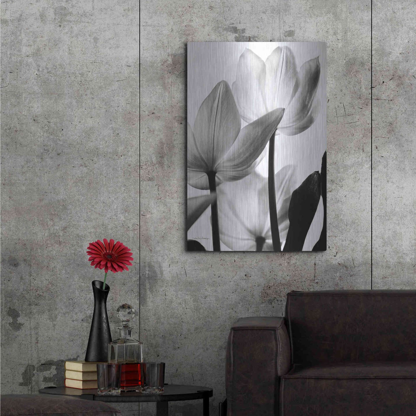Luxe Metal Art 'Translucent Tulips III' by Debra Van Swearingen, Metal Wall Art,24x36