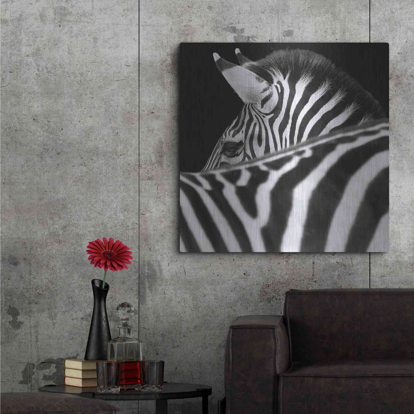Luxe Metal Art 'Zebra III' by Debra Van Swearingen, Metal Wall Art,36x36