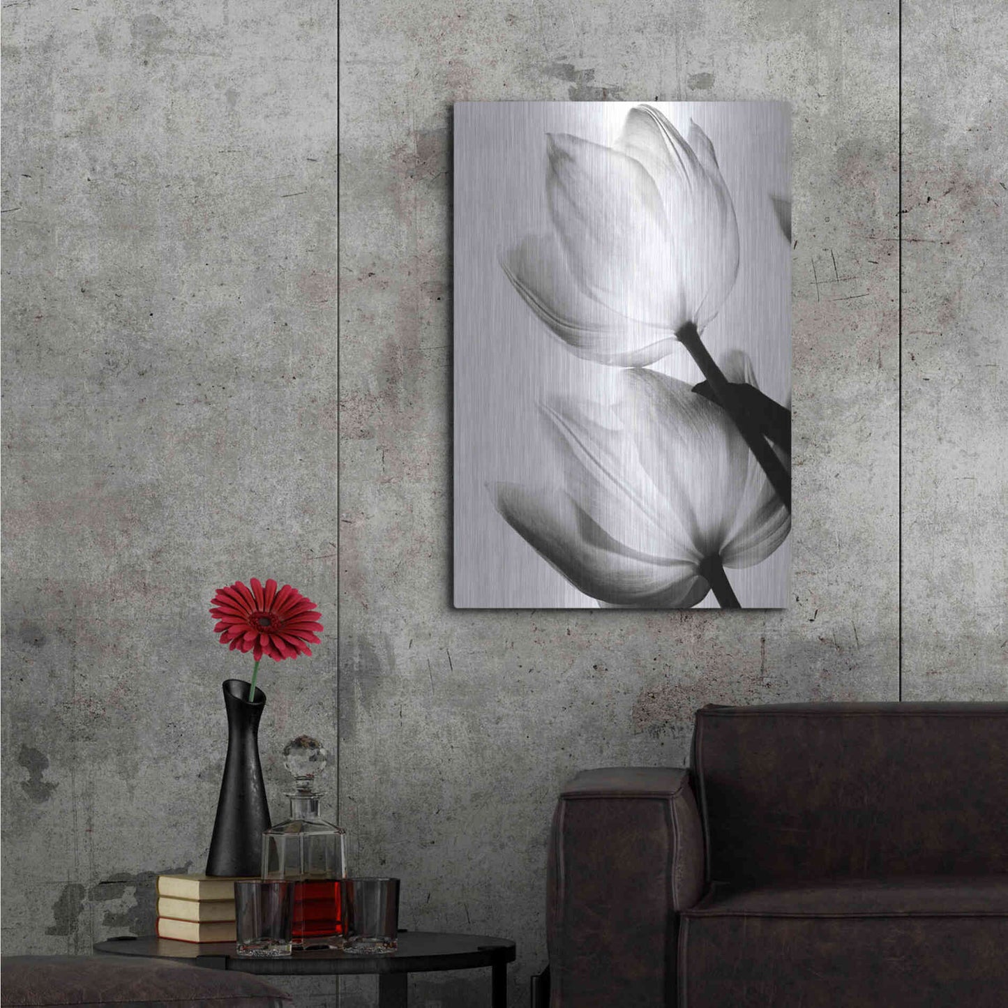 Luxe Metal Art 'Translucent Tulips II' by Debra Van Swearingen, Metal Wall Art,24x36