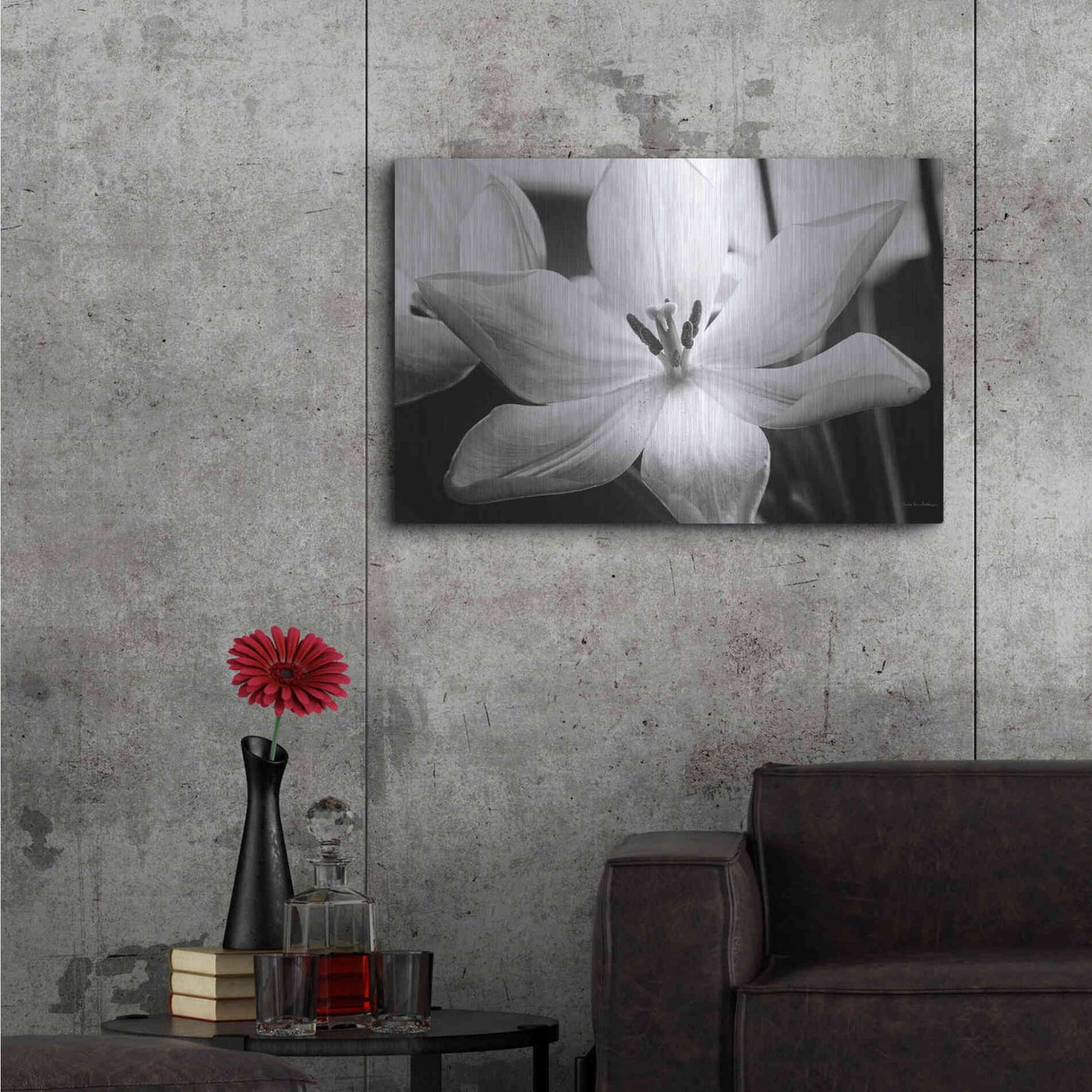 Luxe Metal Art 'Translucent Tulips IV' by Debra Van Swearingen, Metal Wall Art,36x24