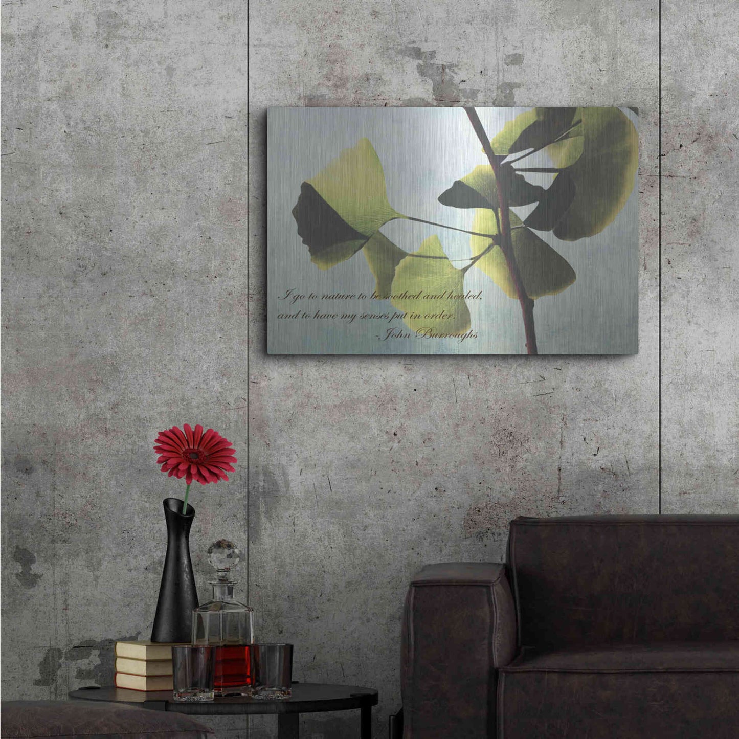Luxe Metal Art 'Delicate Ginkgo' by Debra Van Swearingen, Metal Wall Art,36x24