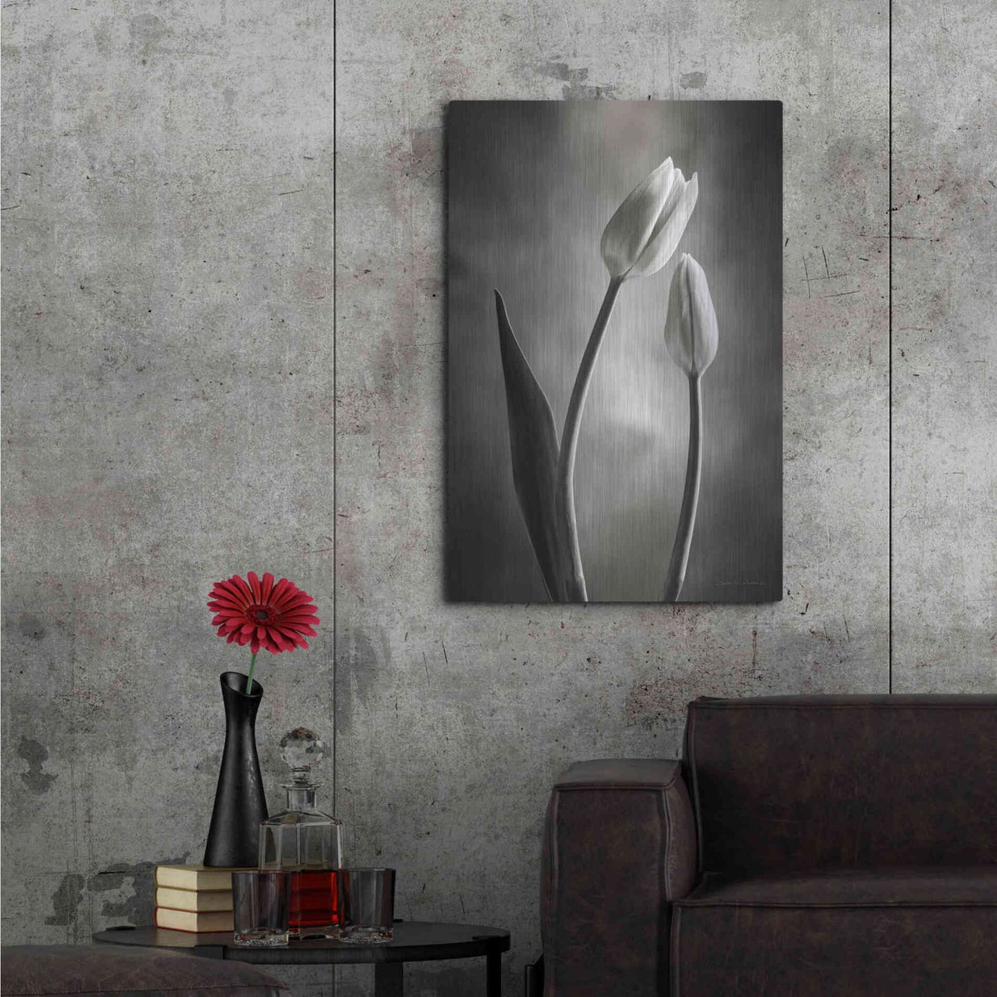 Luxe Metal Art 'Two Tone Tulips III' by Debra Van Swearingen, Metal Wall Art,24x36
