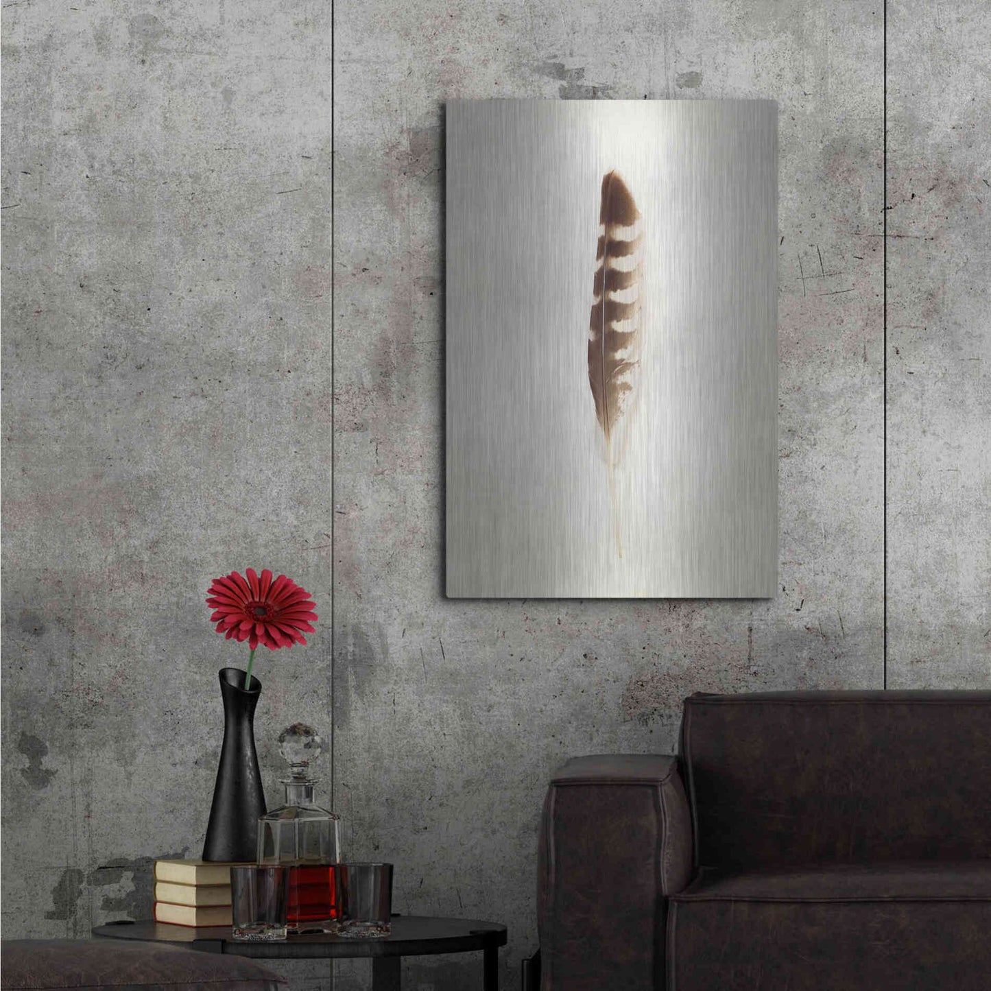 Luxe Metal Art 'Feather IV' by Debra Van Swearingen, Metal Wall Art,24x36