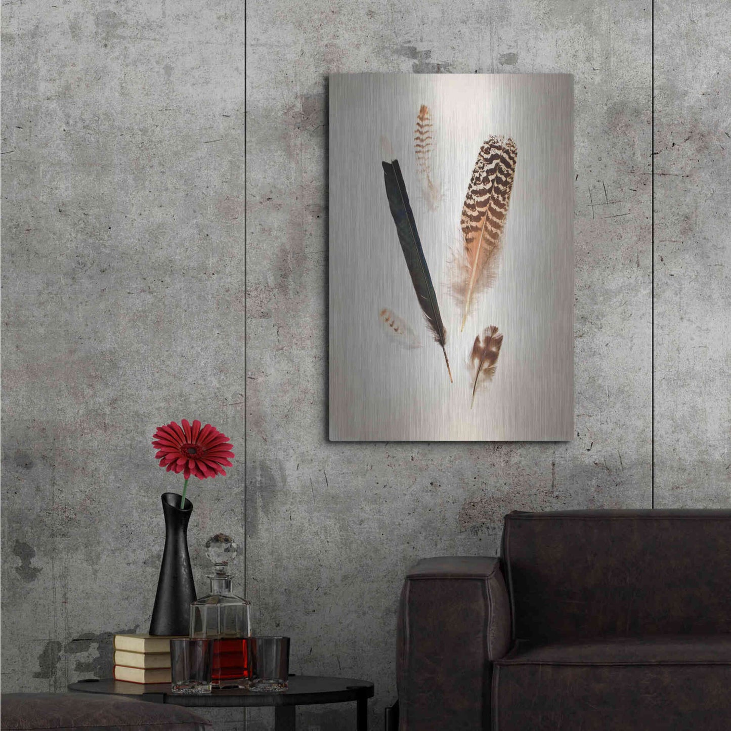 Luxe Metal Art 'Feather Group II' by Debra Van Swearingen, Metal Wall Art,24x36
