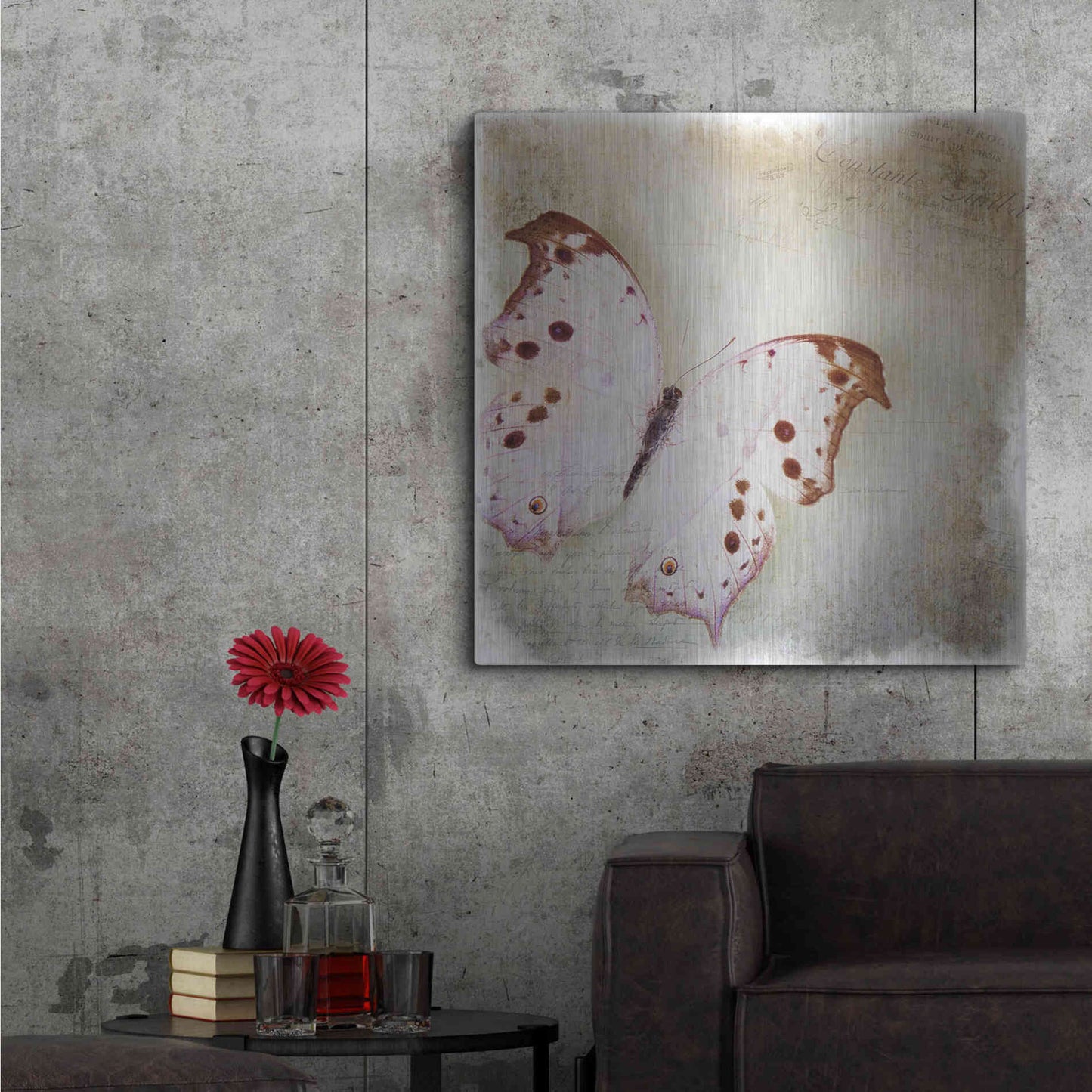 Luxe Metal Art 'Floating Butterfly II' by Debra Van Swearingen, Metal Wall Art,36x36