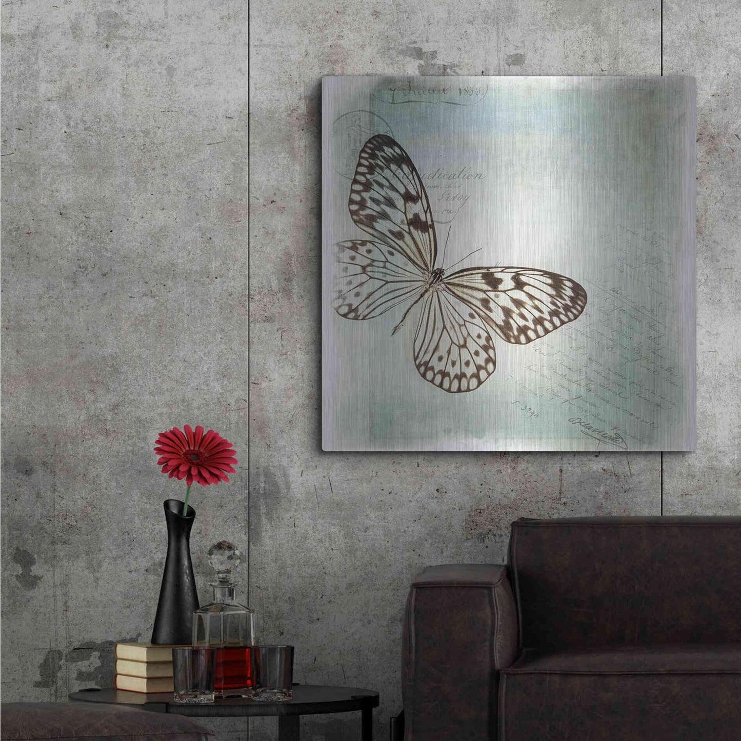 Luxe Metal Art 'Floating Butterfly IV' by Debra Van Swearingen, Metal Wall Art,36x36