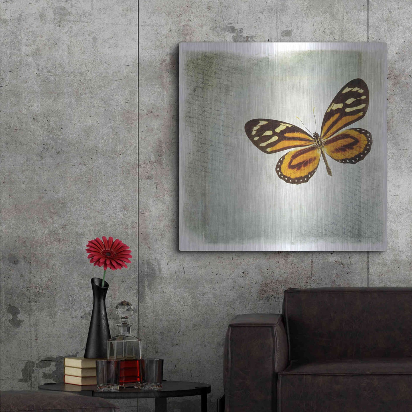Luxe Metal Art 'Floating Butterfly VI' by Debra Van Swearingen, Metal Wall Art,36x36