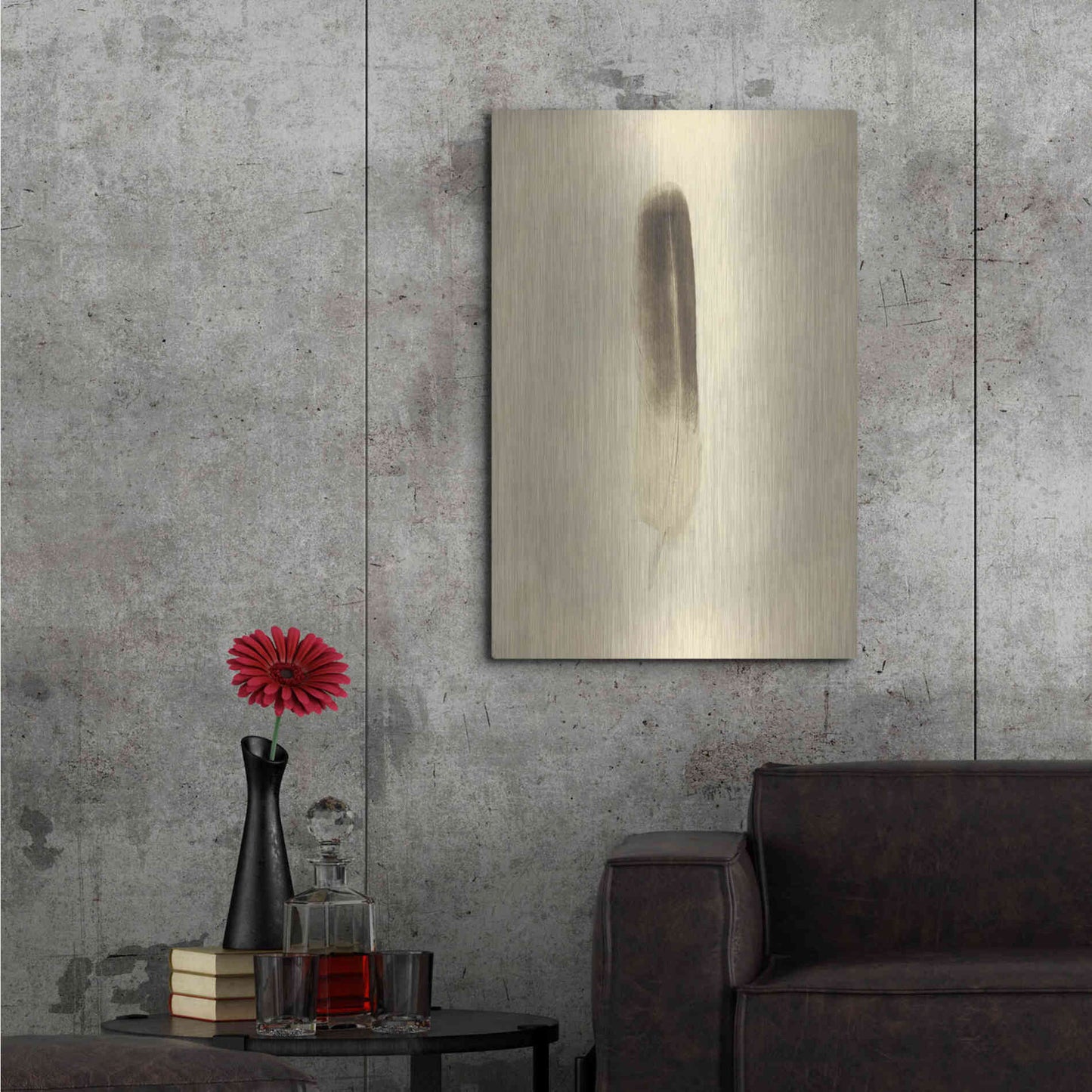 Luxe Metal Art 'Feather II Vintage' by Debra Van Swearingen, Metal Wall Art,24x36