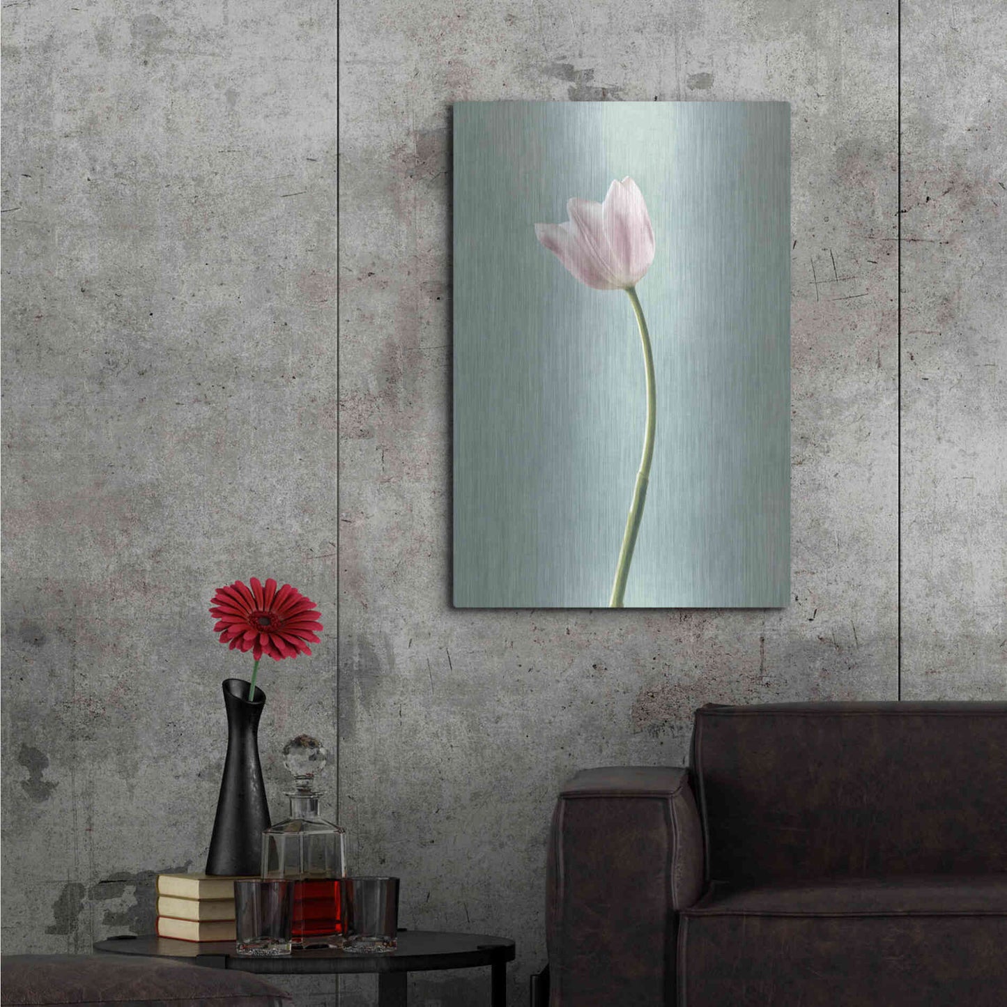 Luxe Metal Art 'Light Tulips I Harbor Gray' by Debra Van Swearingen, Metal Wall Art,24x36