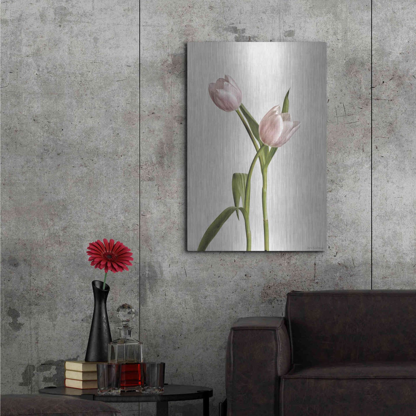 Luxe Metal Art 'Light Tulips IV' by Debra Van Swearingen, Metal Wall Art,24x36