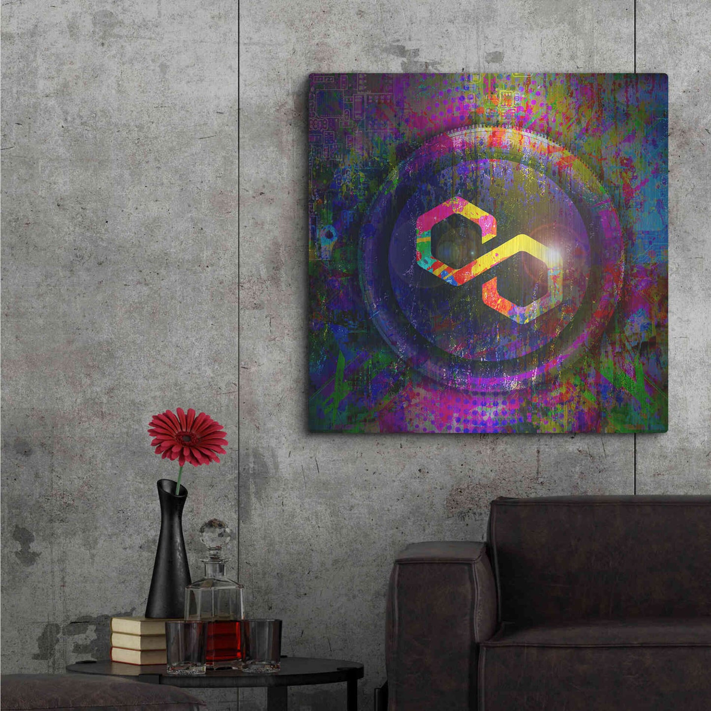 Luxe Metal Art 'MATIC Polygon Crypto,' Metal Wall Art,36x36