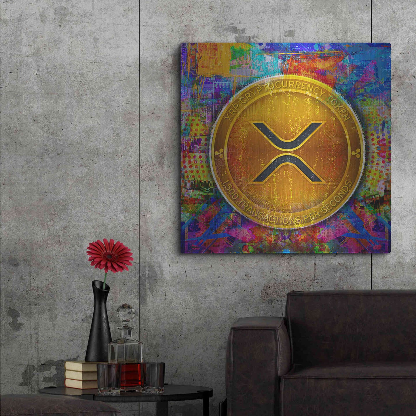 Luxe Metal Art 'XRP Crypto,' Metal Wall Art,36x36