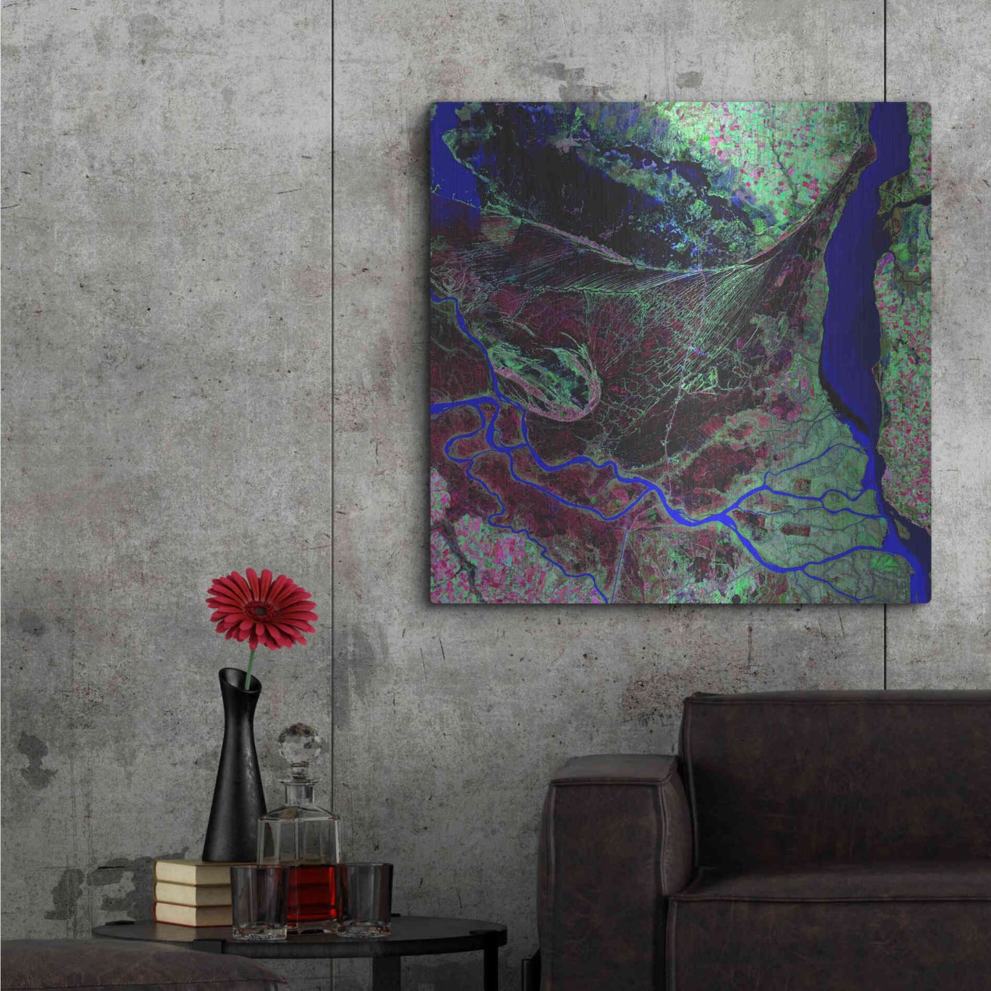 Luxe Metal Art 'Earth as Art: Parana River Delta' Metal Wall Art,36x36
