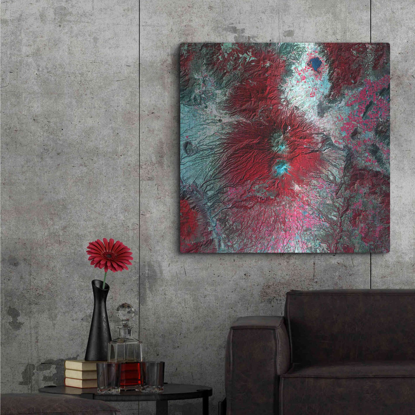 Luxe Metal Art 'Earth as Art: Colima Volcano' Metal Wall Art,36x36