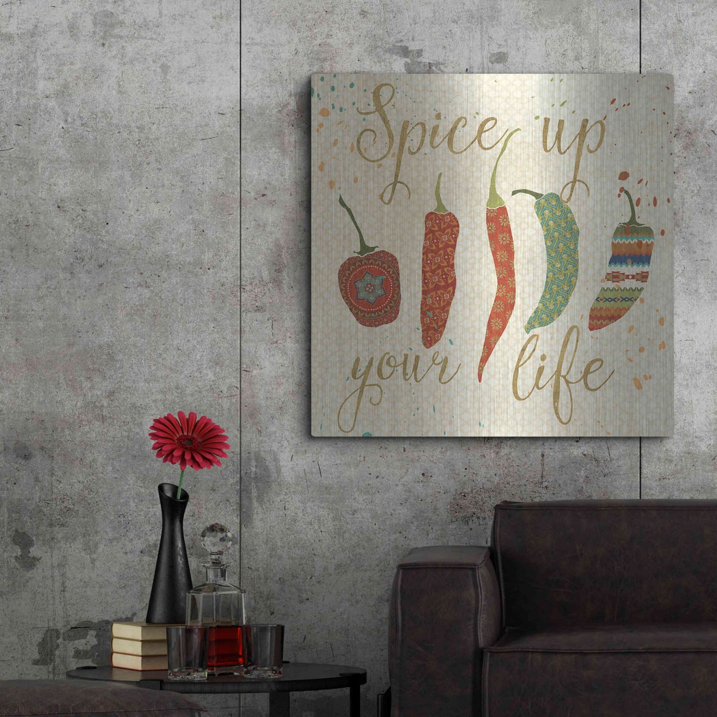 Luxe Metal Art 'Mexican Fiesta V' by Veronique Charron, Metal Wall Art,36x36