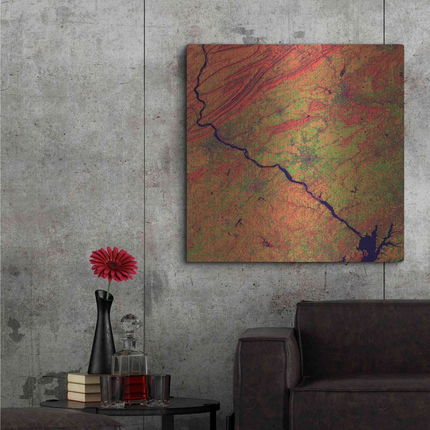 Luxe Metal Art 'Earth as Art: River and Ridge,' Metal Wall Art,36x36