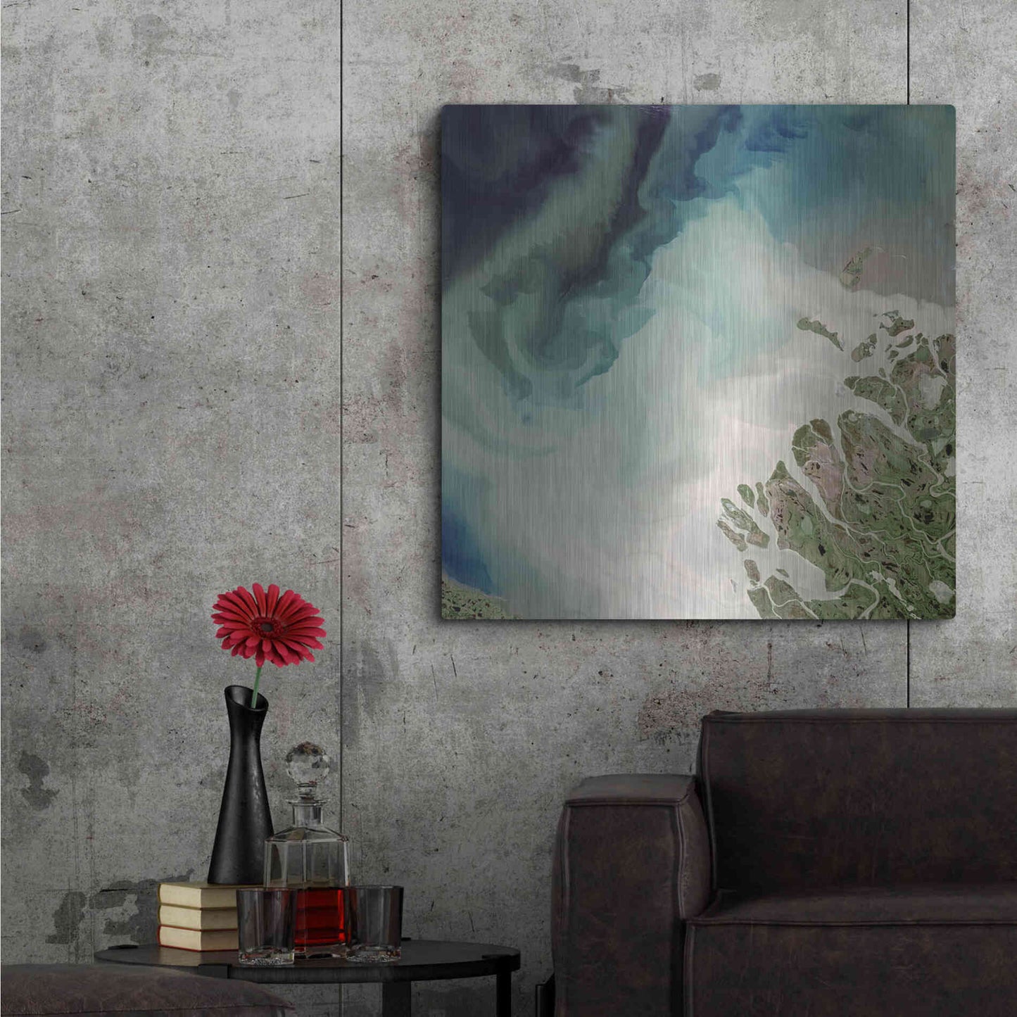 Luxe Metal Art 'Earth as Art: Mackenzie Meets Beaufort,' Metal Wall Art,36x36