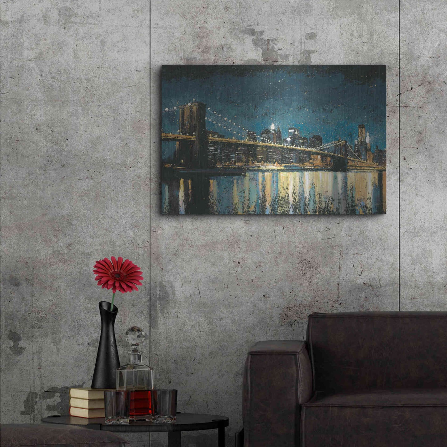 Luxe Metal Art 'Bright City Lights Blue I' by James Wiens, Metal Wall Art,36x24