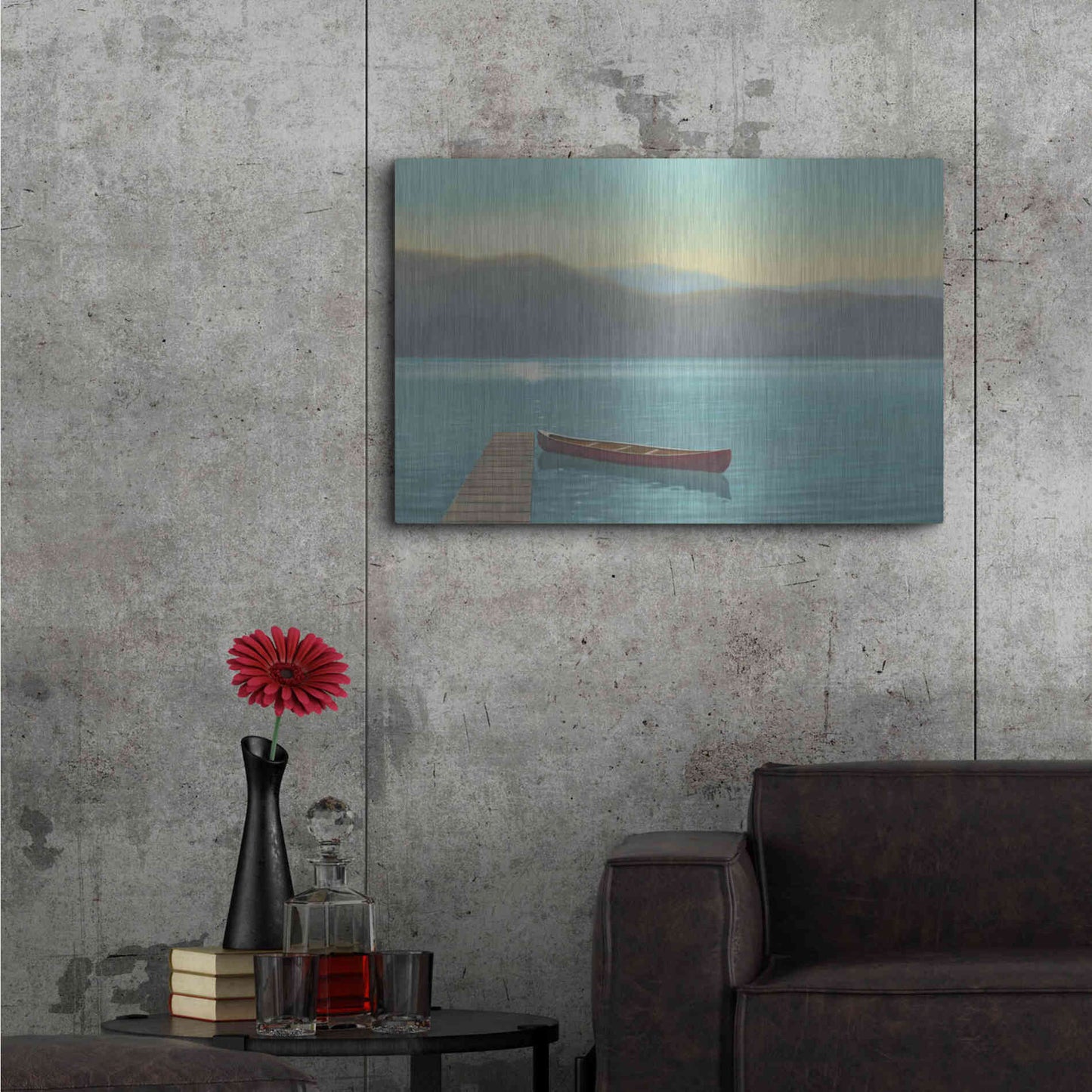 Luxe Metal Art 'Zen Canoe II' by James Wiens, Metal Wall Art,36x24