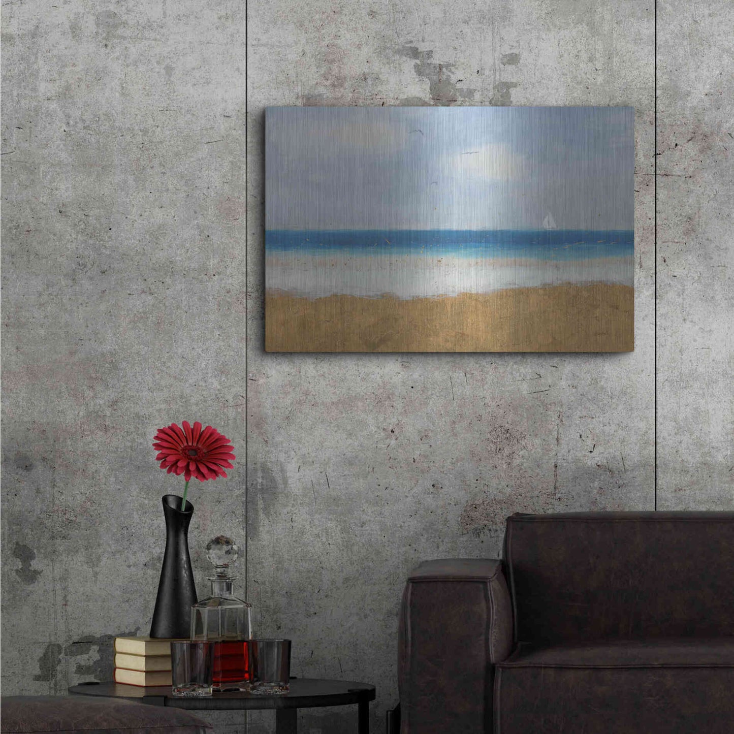 Luxe Metal Art 'Beach Horizon' by James Wiens, Metal Wall Art,36x24