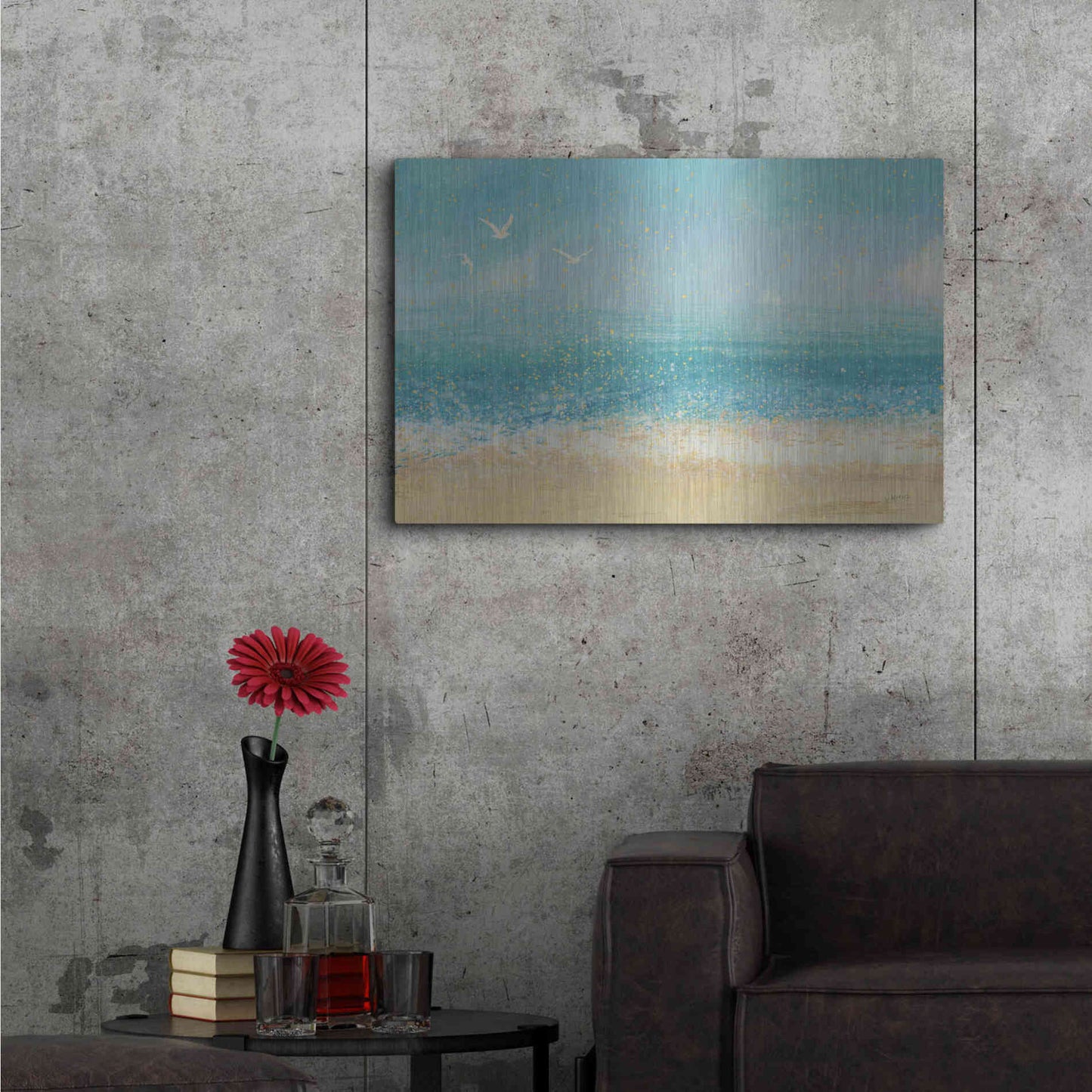 Luxe Metal Art 'Splatter Beach I' by James Wiens, Metal Wall Art,36x24