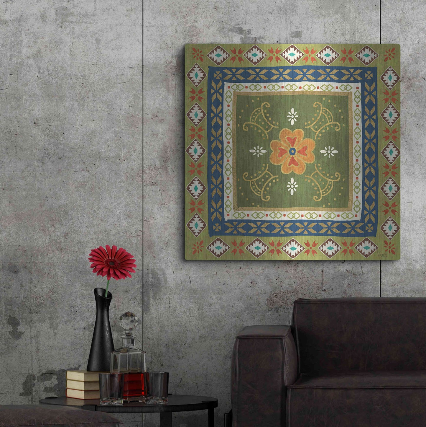Luxe Metal Art 'Mexican Fiesta III' by Veronique Charron, Metal Wall Art,36x36