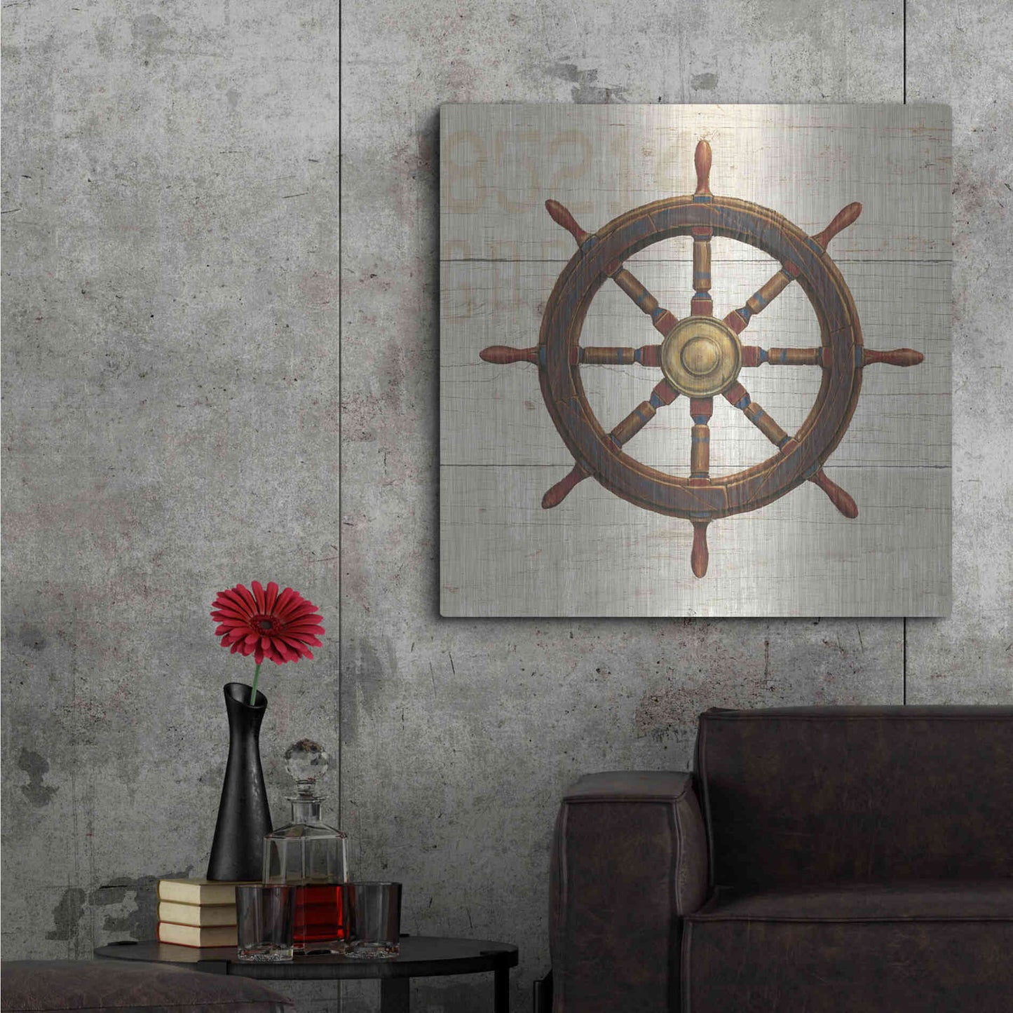 Luxe Metal Art 'Nautique V' by James Wiens, Metal Wall Art,36x36