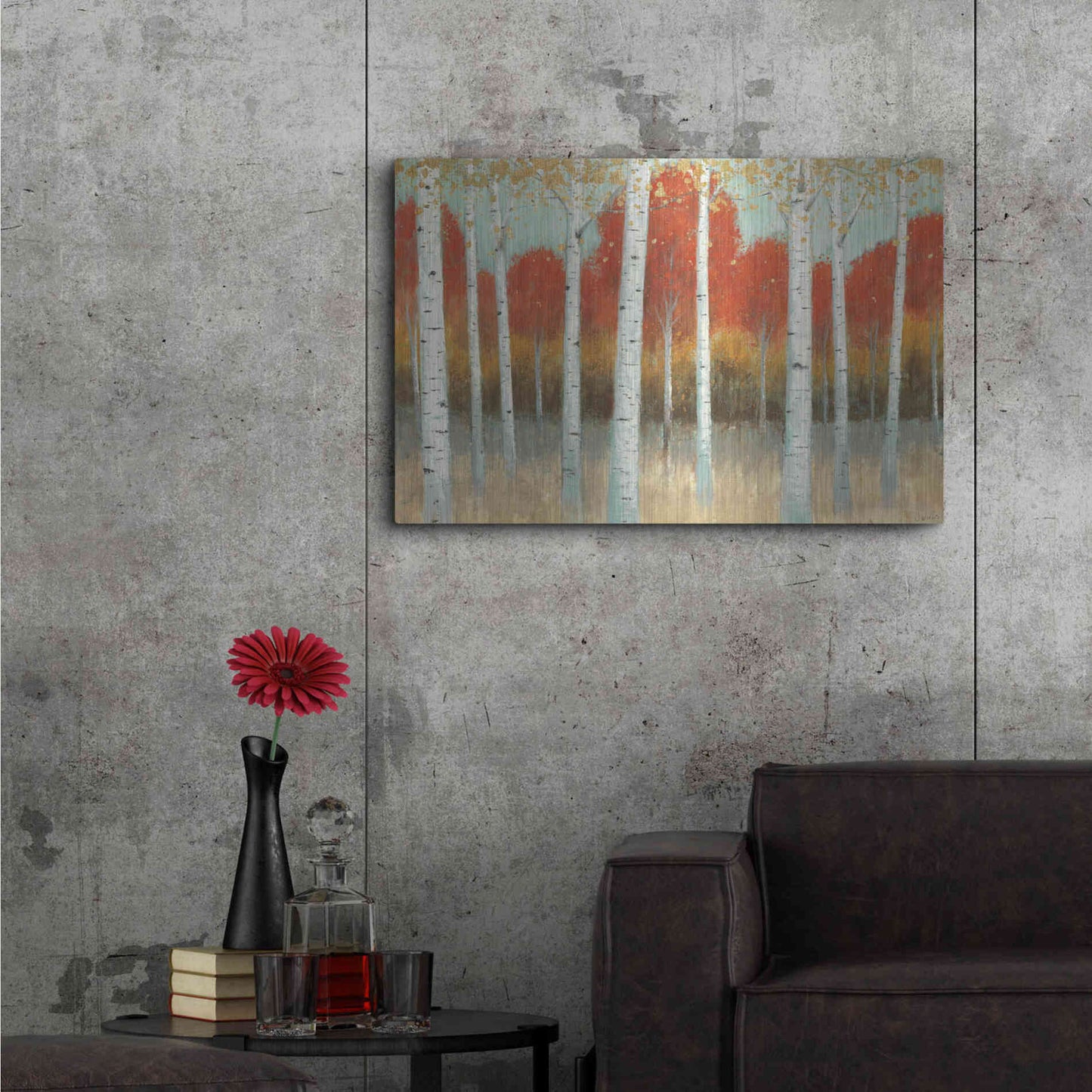 Luxe Metal Art 'Fall Promenade I' by James Wiens, Metal Wall Art,36x24