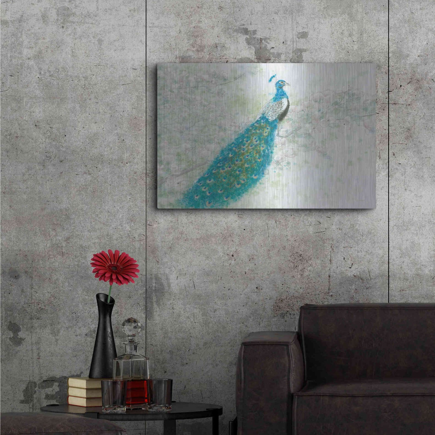 Luxe Metal Art 'Spring Peacock I' by James Wiens, Metal Wall Art,36x24