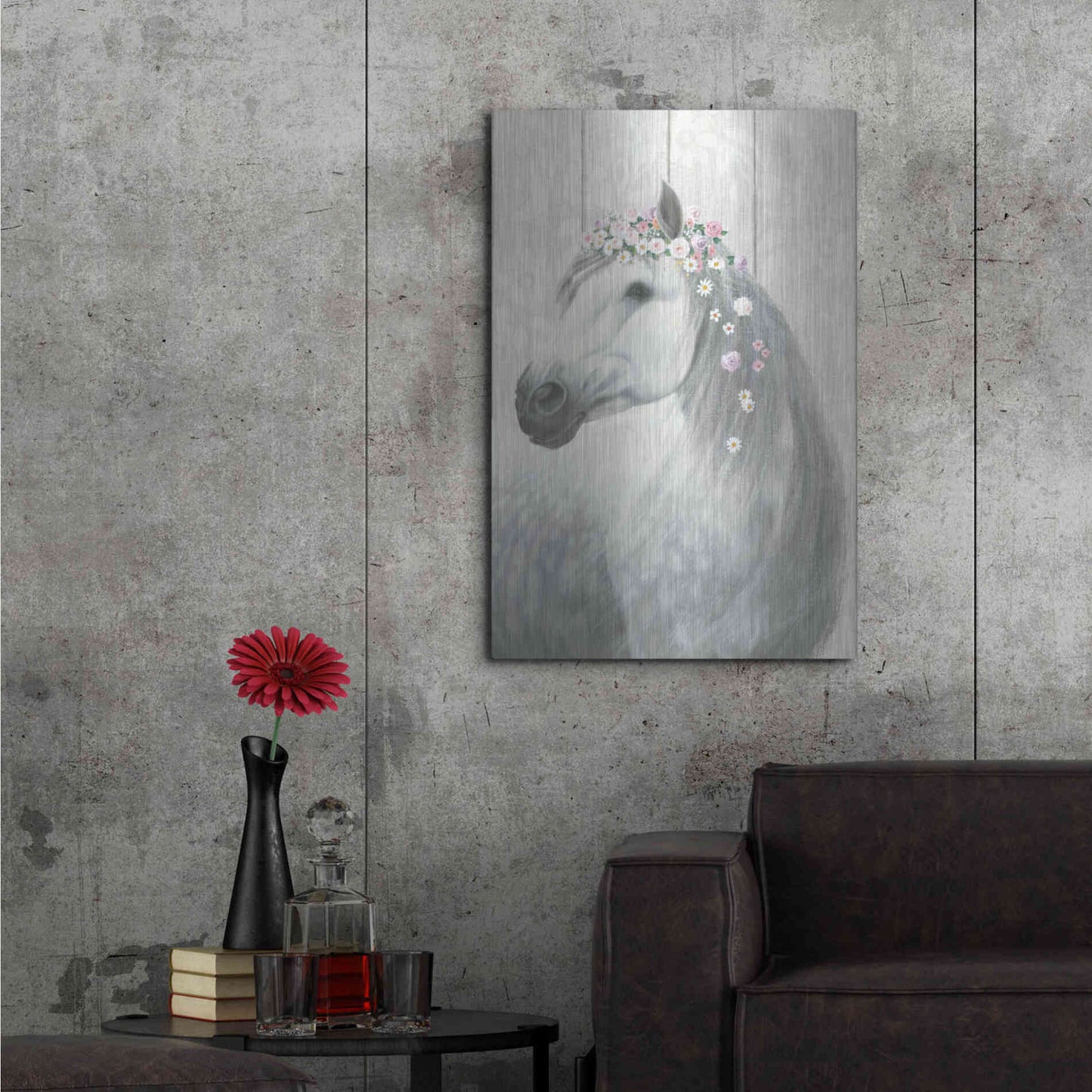 Luxe Metal Art 'Spirit Stallion II on wood' by James Wiens, Metal Wall Art,24x36