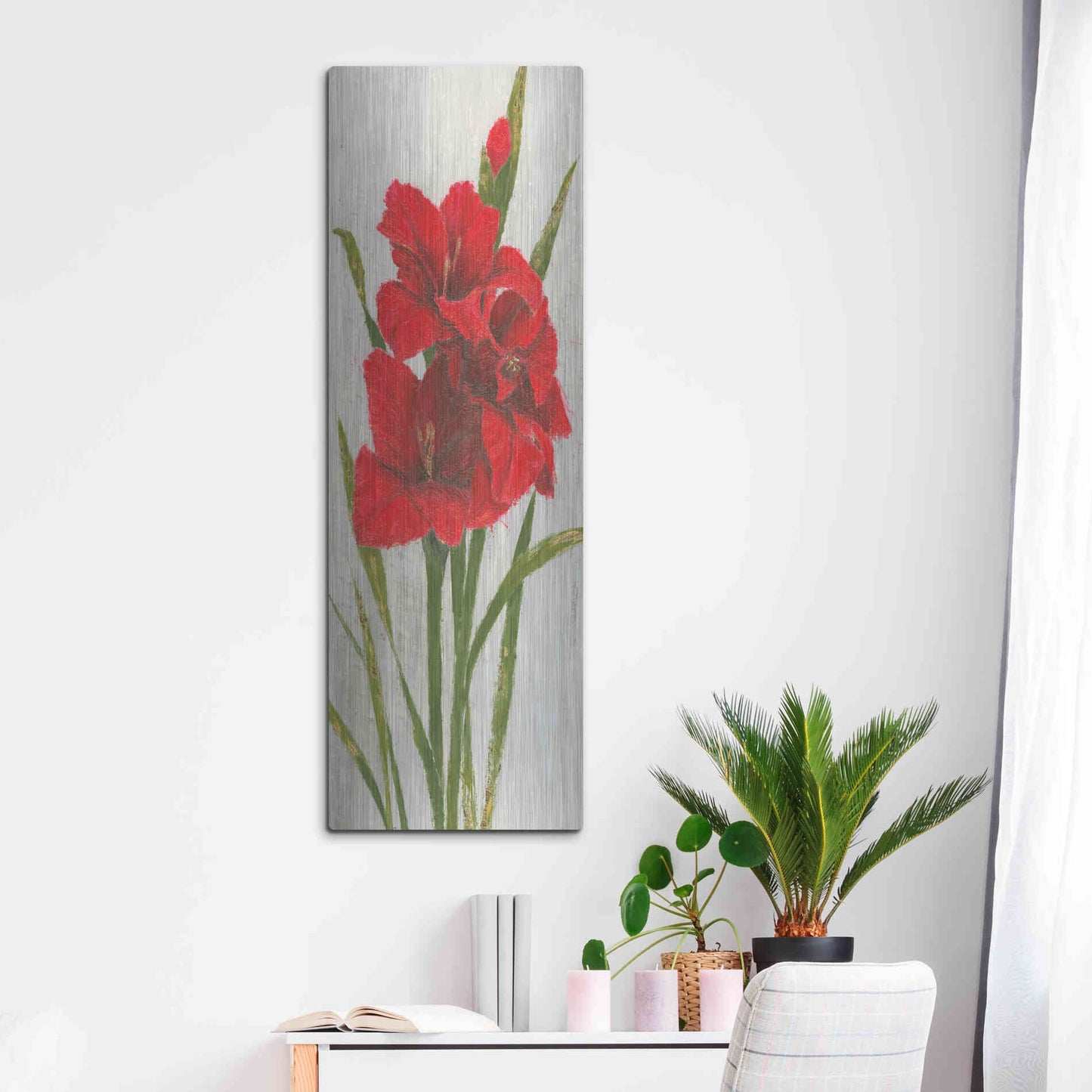 Luxe Metal Art 'Red Simplicity I' by James Wiens, Metal Wall Art,16x48