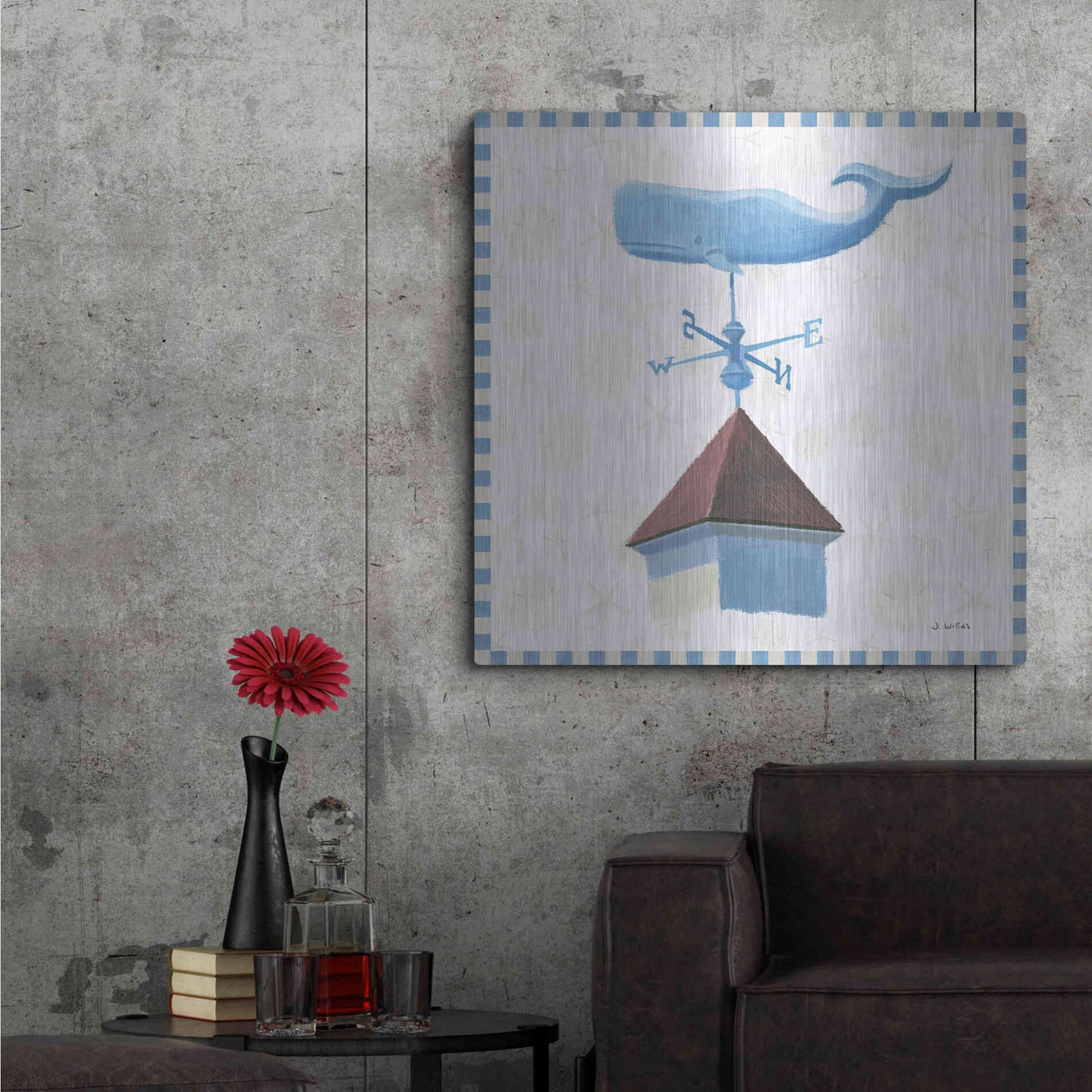 Luxe Metal Art 'Beach Days V' by James Wiens, Metal Wall Art,36x36