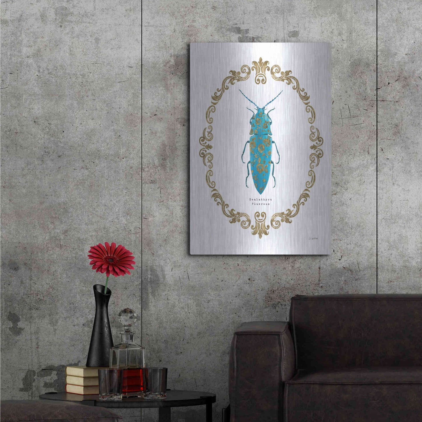 Luxe Metal Art 'Adorning Coleoptera VIII' by James Wiens, Metal Wall Art,24x36
