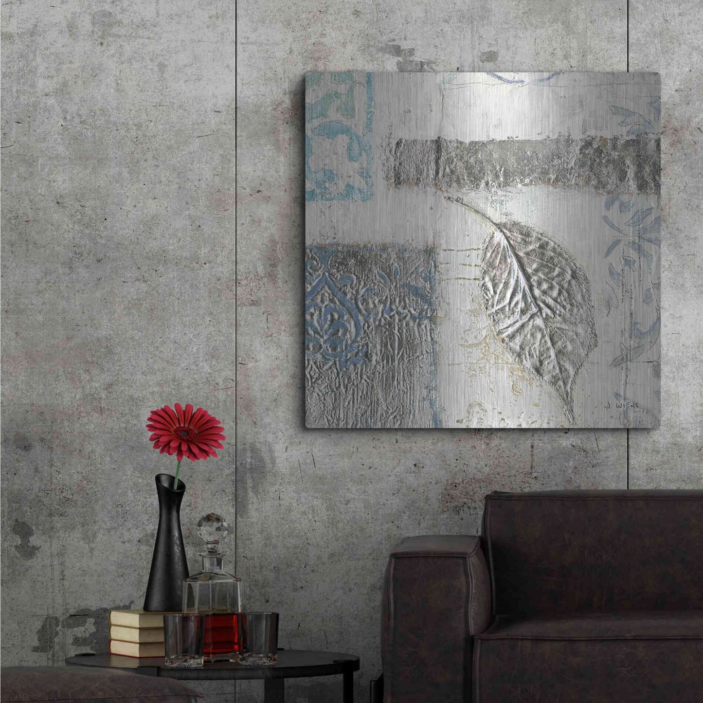 Luxe Metal Art 'Gracefully Blue IV' by James Wiens, Metal Wall Art,36x36