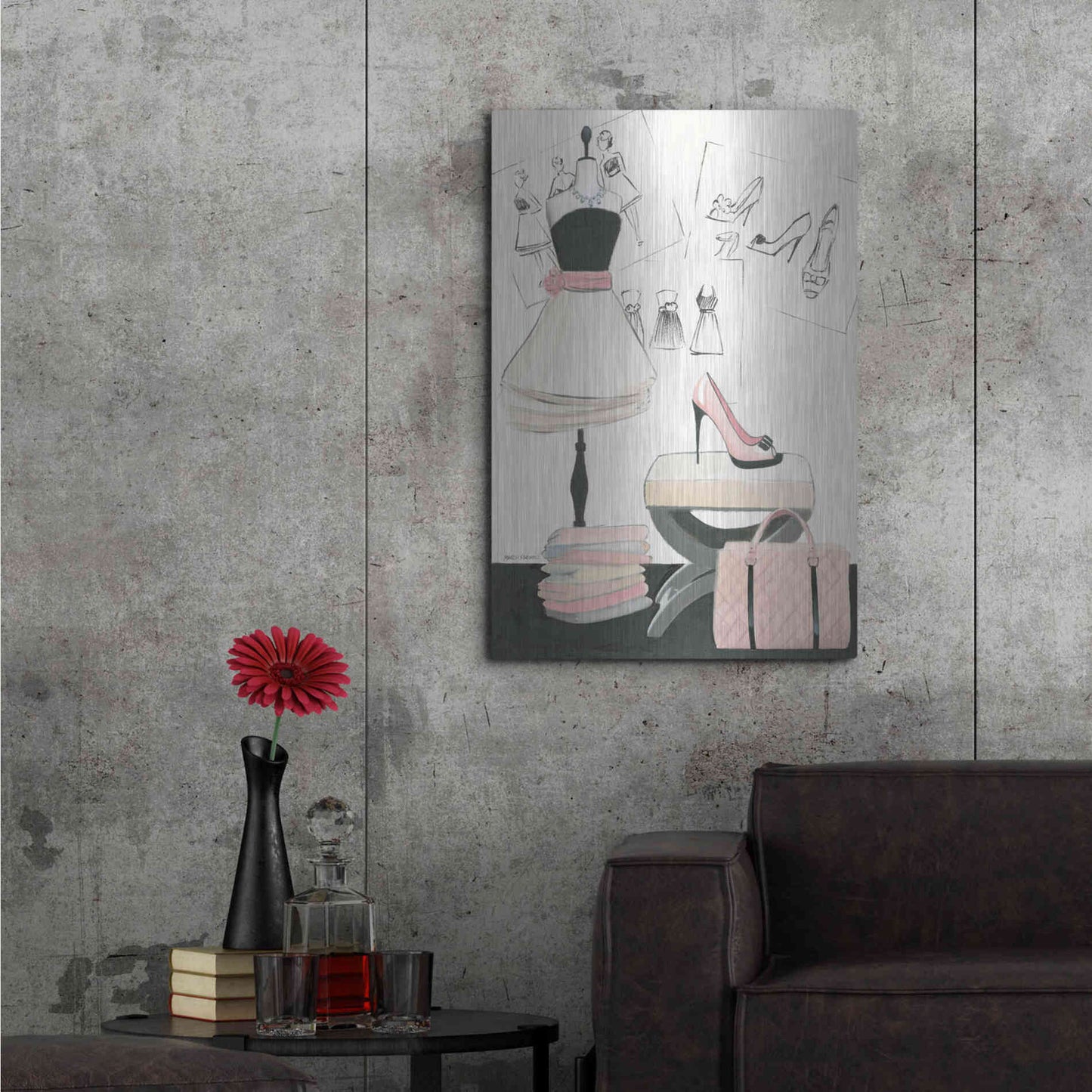 Luxe Metal Art 'Dress Fitting I' by Marco Fabiano, Metal Wall Art,24x36