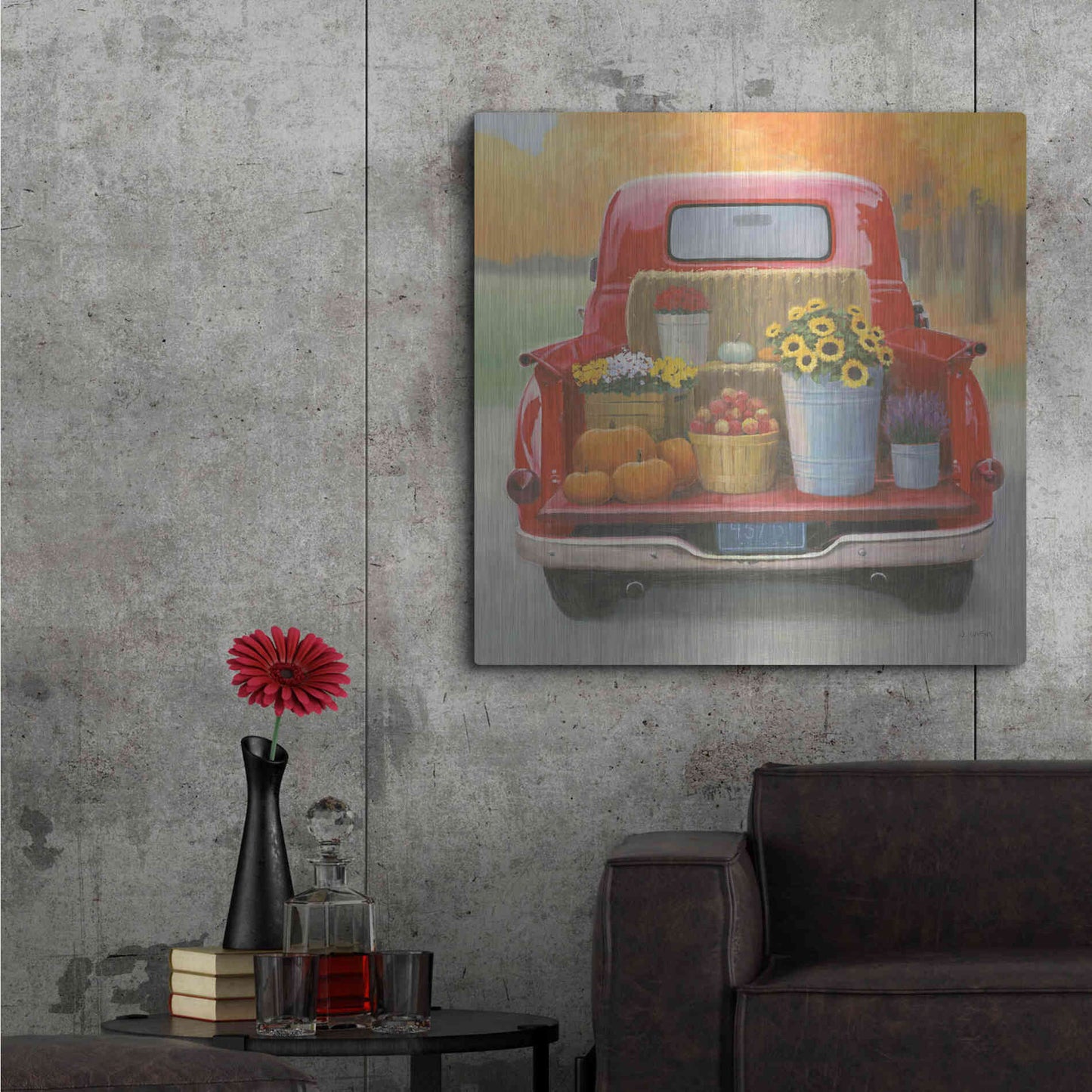 Luxe Metal Art 'Heartland Harvest Moments I' by James Wiens, Metal Wall Art,36x36