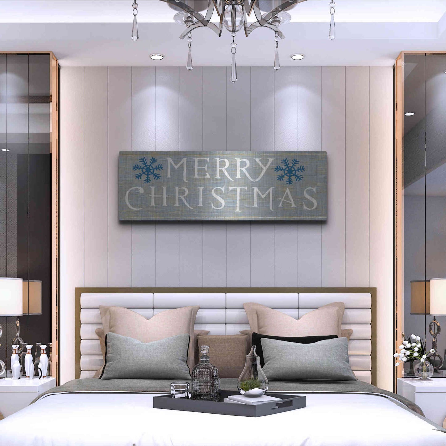 Luxe Metal Art 'Christmas Affinity III Grey' by James Wiens, Metal Wall Art,48x16