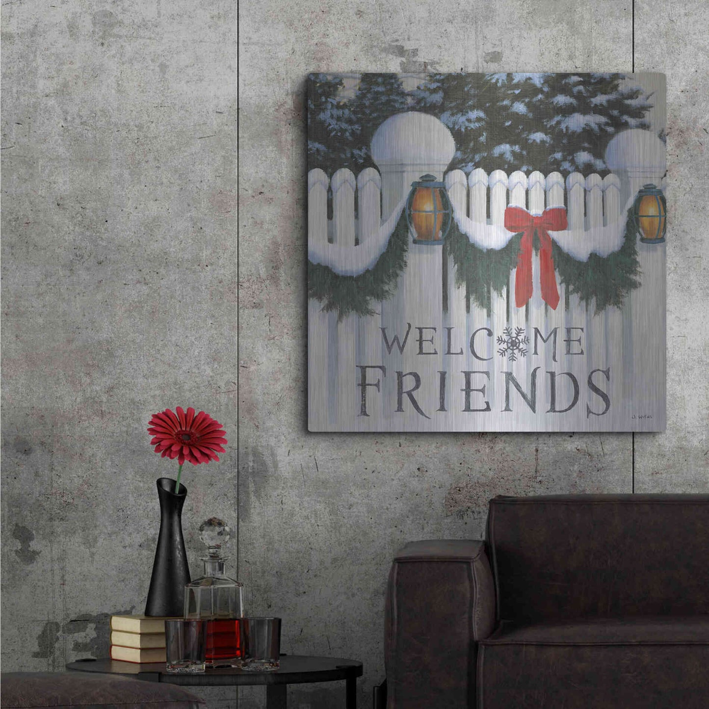 Luxe Metal Art 'Christmas Affinity VIII' by James Wiens, Metal Wall Art,36x36