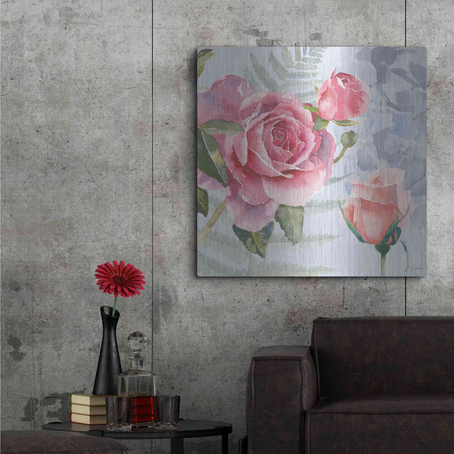 Luxe Metal Art 'Boho Bouquet V Blue' by James Wiens, Metal Wall Art,36x36