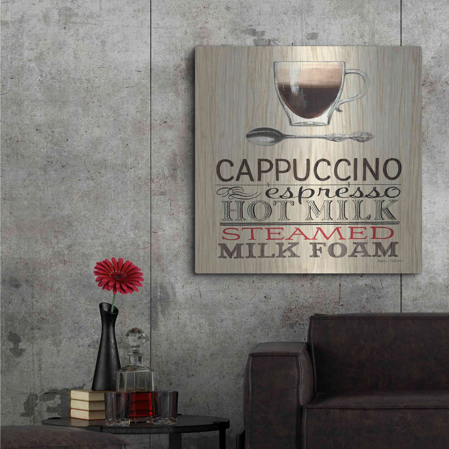 Luxe Metal Art 'Cappuccino' by Marco Fabiano, Metal Wall Art,36x36