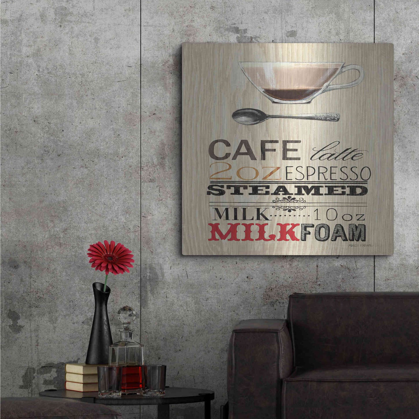 Luxe Metal Art 'Cafe Latte' by Marco Fabiano, Metal Wall Art,36x36