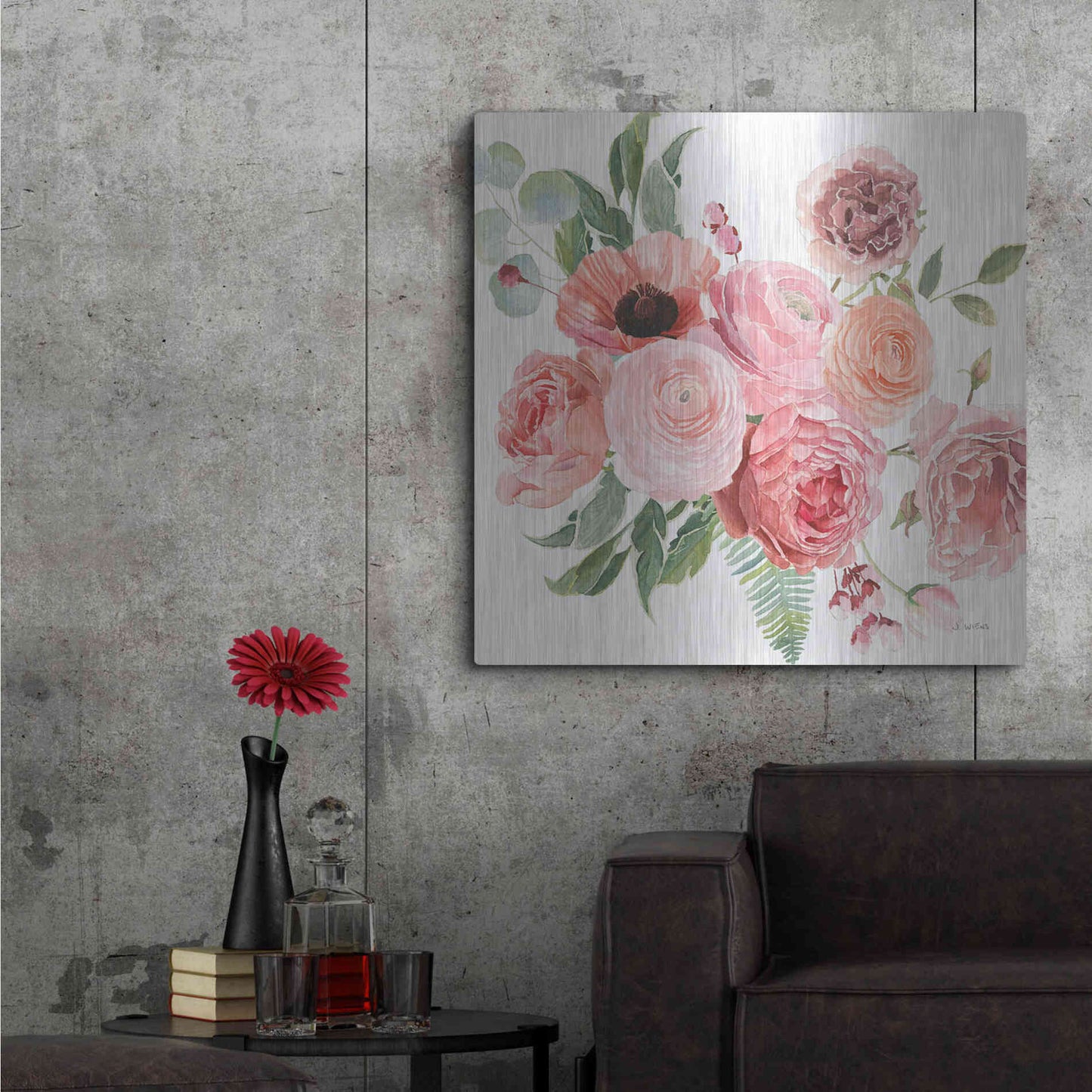 Luxe Metal Art 'Boho Bouquet VIII' by James Wiens, Metal Wall Art,36x36