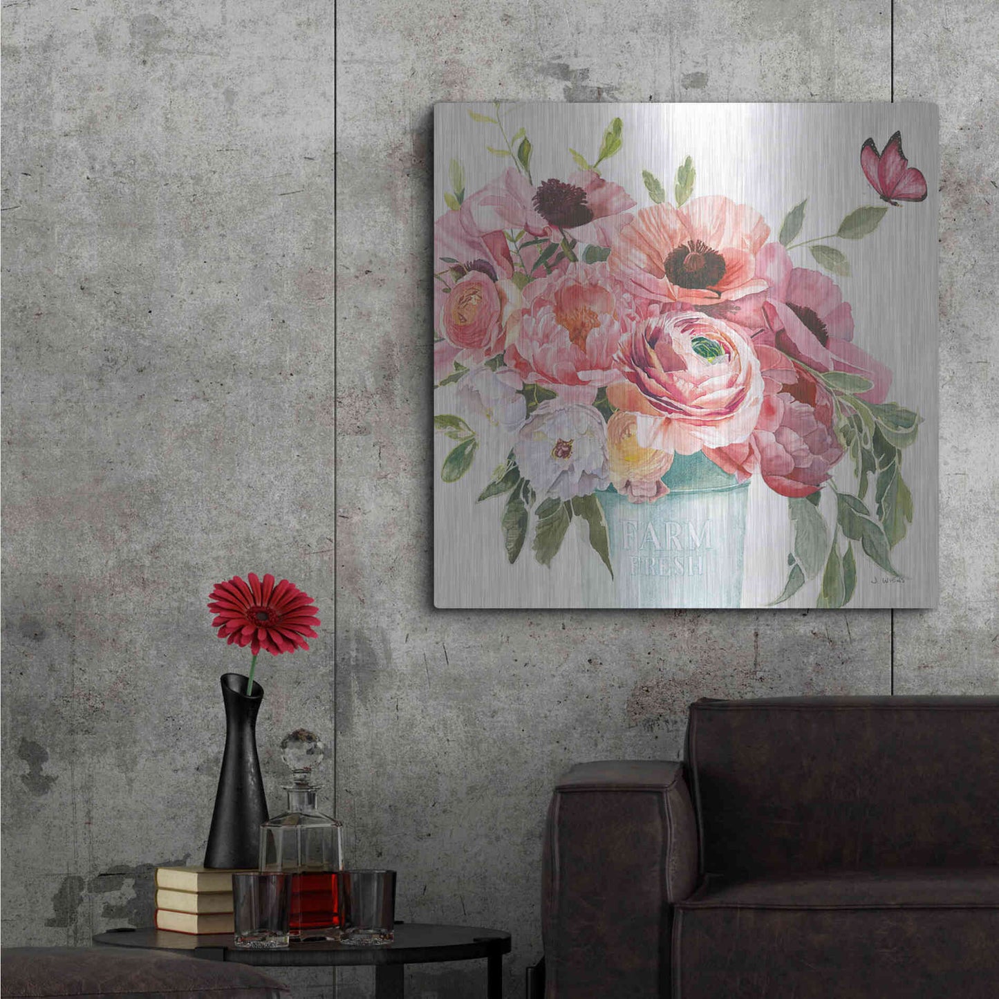 Luxe Metal Art 'Boho Bouquet XIII' by James Wiens, Metal Wall Art,36x36