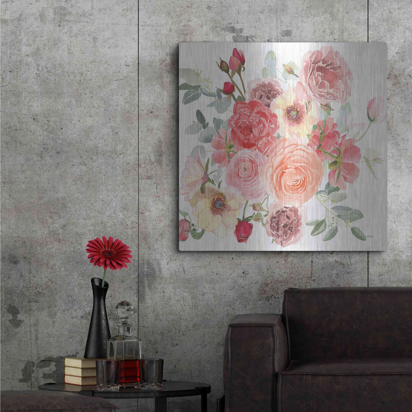 Luxe Metal Art 'Boho Bouquet XIV' by James Wiens, Metal Wall Art,36x36