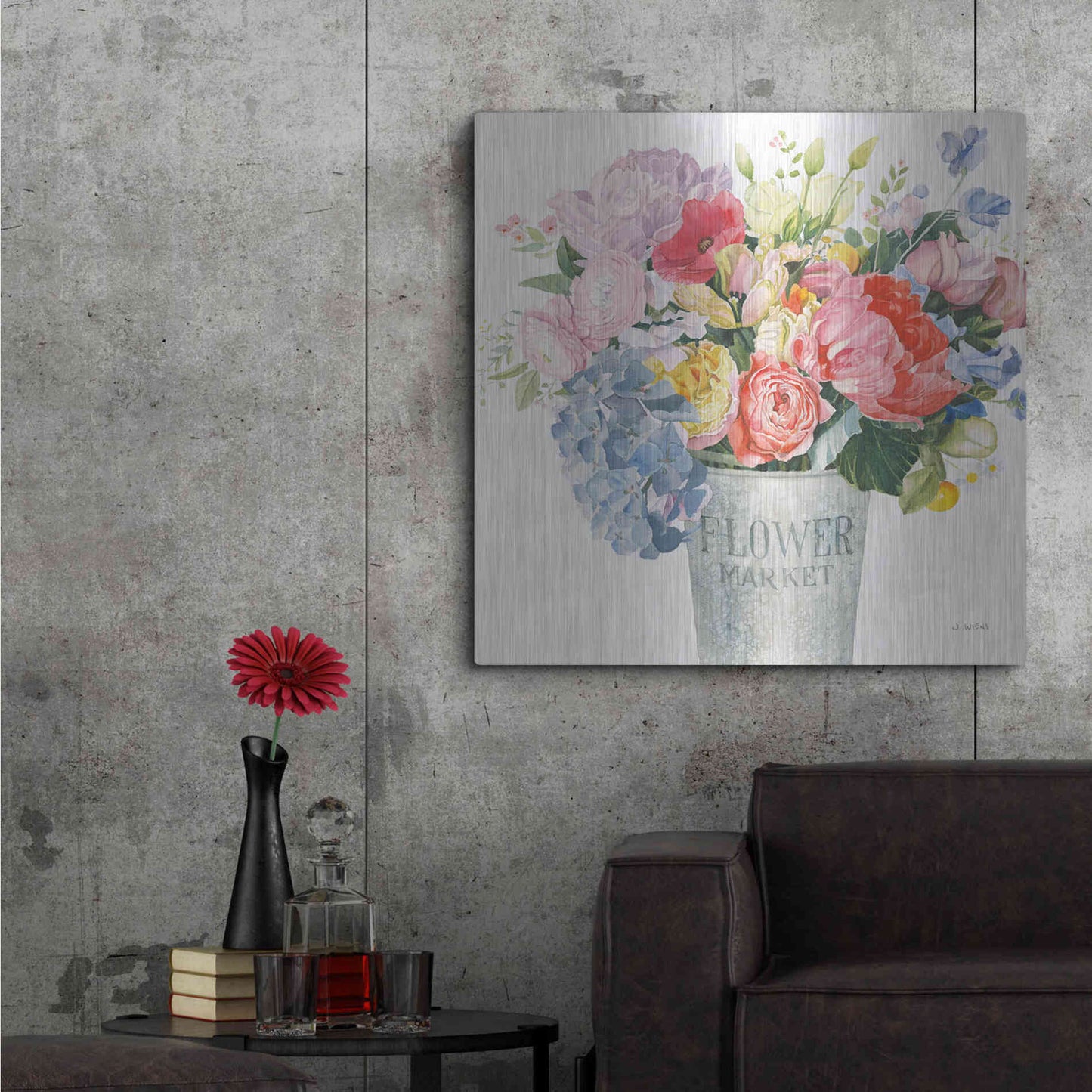 Luxe Metal Art 'Boho Bouquet XVII' by James Wiens, Metal Wall Art,36x36