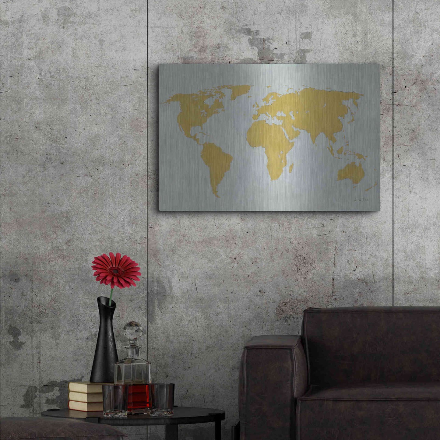 Luxe Metal Art 'Golden World' by James Wiens, Metal Wall Art,36x24